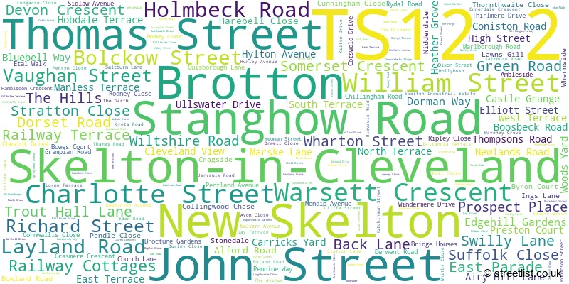 A word cloud for the TS12 2 postcode